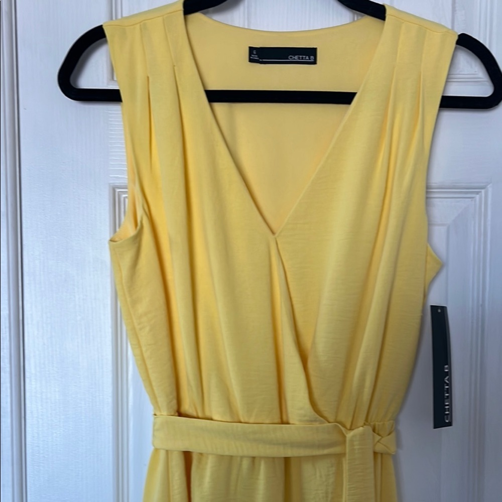 Chetta B Yellow Asymmetrical Wrap Dress   Sz 6 - Picture 4 of 5